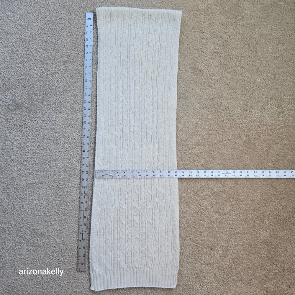 Wool or Wool Blend Cable Knit Ivory Scarf - Picture 8 of 15